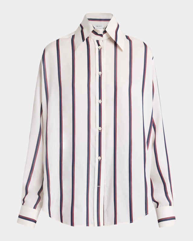 Striped Silk Button-Down Shirt